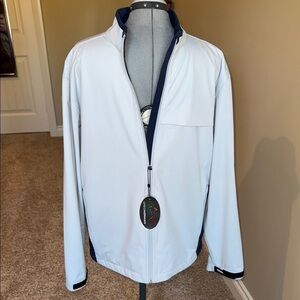 Greg Norman Collection Windbreaker Gray Blue with Shadow Mountain Emblem Men's